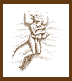 Inktober 2019 - 12 DragonLet sleeping kobolds cuddle, especially with their plushie~Posted using PostyBirb