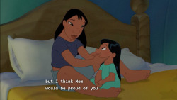 i8thecookie:  NO BUT YOU DON’T UNDERSTAND HOW MUCH THIS HIT ME RIGHT IN THE FEELS. LIKE NANI TRIED SO HARD TAKE CARE OF LILO AND TAKE HER MOTHERS PLACE AND LILO BEING A LITTLE SISTER FIRST AND FOREMOST OFTEN GIVES NANI A HARD TIME AND JUST EARILER LILO