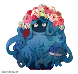 bluekomadori:I have this silly headcanon that when Tangrowth are happy, flowers bloom on the top of their heads