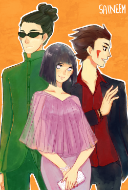 saineem:  I almost forgot this blog existed… and also forgot how to art (╥﹏╥)  The theme is Team 8 all grown up and attending a party together, because I rarely see art of them together post-Boruto. I’m not a diligent fan of Naruto but Team
