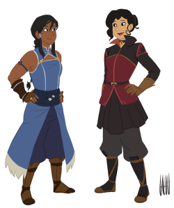 l-a-l-o-u:  Coloured version of Korra (26) and Asami (28) from my dumb comic  &lt;3 &lt;3 &lt;3