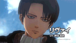 Levi + gameplay from the 3rd trailer of KOEI TECMO’s upcoming Shingeki no Kyojin Playstation 4/Playstation 3/Playstation VITA game!Release Date: February 18th, 2016 (Japan)More gifsets and details on the upcoming game!