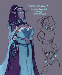 queenchikkibug:  got into wow the other day and its taken over my life :’)so did a wow AU where Kimmi’s a void elf but ‘Kimmi’’s not a fantasy-esque name so I renamed her to be Kayah!