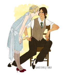 against-stars:  ymir runnin a speakeasy with her high society runaway-turned-club singer girlfriend christa because evidently i’m just all about roaring 20s AUs right now (referenced from a 1920s advert and available as a print) 
