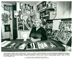 Vintage press photo from March of &lsquo;79 features Jennie Lee posing with just some of the Burlesque-related memorabilia she&rsquo;s collected over the years.. This room in her Palos Verdes home served as a makeshift &ldquo;museum&rdquo;.. But by the