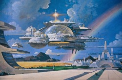 martinlkennedy:  FUTURE CITIES From top to bottom: Robert McCall from the book Vision of the Future: The Art of Robert McCall (1982) Steve Dodd ‘Over the Rainbow’ from the early 1980s. Tim White ‘Neuromancer’ (Author William Gibson). Image from