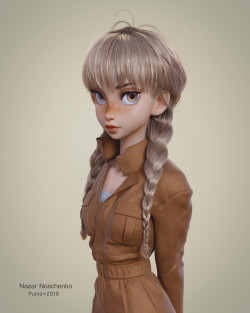pinuparena:   Hey guys! I’m happy to share with you my new character Puma. In the tutorial I’m gonna show how to create braid in Blender. Hope you find it helpful Concept art by Mijin Jeon    3d by   Nazar Noschenko   