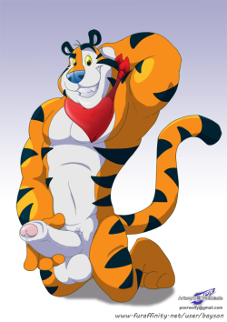 thirtyfourthrule:Tony the Tiger makes eating cereal that much better!