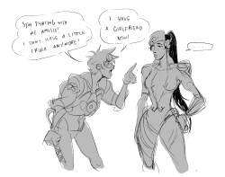 beroberos: beroberos: i love that tracer has a girlfriend but unfortunately it’s just fueled my love of widowtracer ;( I’m too into the enemies to lovers trope and then a bonus feat. sombra 