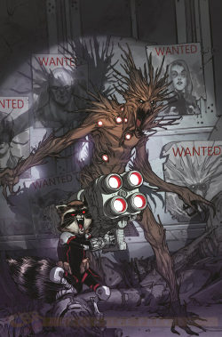 bear1na:  Amazing X-Men #13 variant cover - Groot and Rocket Raccoon by Sara Pichelli