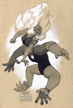 morethanmonsters:Malachite and all of her wonky limbs, done in ink and marker