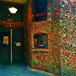 idiotprofit:  There’s a truly disgusting habit/ritual in Seattle just behind the pike place farmers market in an alley. People chew gum and then stick it to the walls in bubble gum alley. It’s fucking grotesque. 