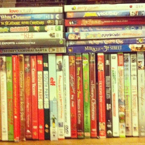 Organizing DVDs. I love Christmas. #HoHoHo