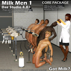 That’s right! Davo’s product is available for Daz Studio too! Your  man cattle need some attention, too.  The Milk Men Core Pack features  milking figures and props for M4 and G3M or your favorite futas. Ready for Daz Studio 4.9  and Genesis 3 Males!