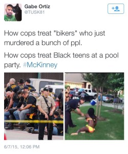 dicksandwhiches:bootywoder:  dicksandwhiches:  I fucking hate this country sometimes  Nobody can convince me that there’s in justification for this  In case you need sources, this is the video of the pool party and this is a video on the biker brawl