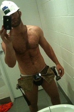 construction-gay:Hi guys… looking forward to hang out….Look at these sexy worker, he just had a serious fuck fest with his best co worker, all sweaty and manly…that’s the way I like my boys;) Follow here