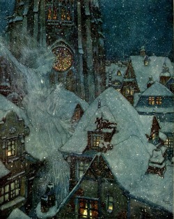 Edmund Dulac.Â The Snow Queen Flies Through the Winter&rsquo;s NightÂ fromÂ The Snow Queen.
