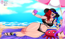Finished commission of my OC Abbi on the beach for SexyHair ^-^Hi-Res   all the versions up in Patreon!!  ❤  Support me on Patreon if you like my work ! ❤❤ Also you can donate me some coffees through Ko-Fi❤   