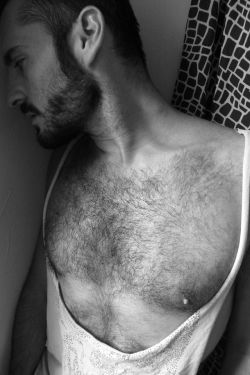 hairygingerman:  Hairy chest b&amp;w