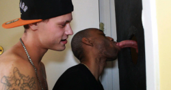 ngrboy4whttops:  Training Day 2: He posted an online ad for anonymous White Cocks to show up and use a homemade glory hole in order to train it to orally service and worship White Dick in the appropriate manner.  Tomorrow, He’ll do the same with his