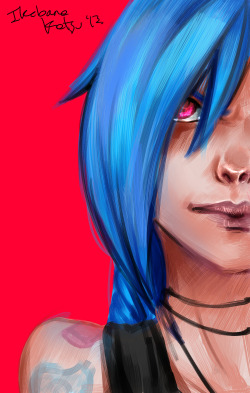 ikebanakatsu:  Trying brushes..xD Jinx from League of Legends Maybe tonith Livestream…Maybe tomorrow I open commissions…MAYBE  Rebloged because I aded a VI ;3;