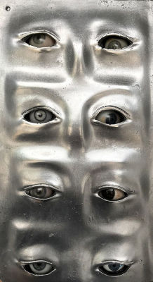 redlipstickresurrected:  Aluminum Vintage Medical   Prosthetic Eye Display with Prosthetic Eyes.  Sculptures