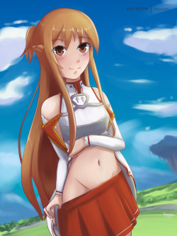 Started as a sketch for practice, but never really found a stopping place and decided to kinda make it a quasi full piece for full practice instead! So here’s Asuna from Sword Art Online, hope everyone enjoys! Full HD size will be available on my Patreon