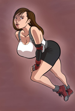 lightfootadv:  lightfootadv:  I decided to go with a pinup for the Tifa picture.  Maybe I’ll do something more complicated later, but I wanted to complete something.  I like the likeness, I never know if I should go with an anime face for her, or