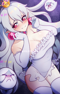 redrabbu:  October’s fanart pin up! Unsurprisingly, Boosette won the classic monster girl theme. I like how this turned out a lot actually so I may make it an actual print to go along side the Bowsette print I still need to finish. Source file and nsfw