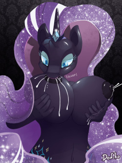 donkocabana:  Nightmare Rarity, just finishing her sister Nightmare Sweetie Belle’s meal. Like all big sisters should.