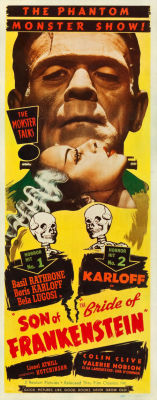 spicyhorror:  Son of Frankenstein and Bride of Frankenstein double feature poster 1940’s 