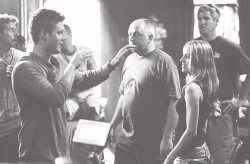jarpad:  Jensen Ackles and Alona Tal playing around on the set of Supernatural. 