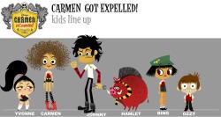 fyeahfailedcartoonpilots:Carmen Got Expelled!Character line upsCharacter designs by Jorge R. Gutierrez, Sandra Equihua and Katie Rice