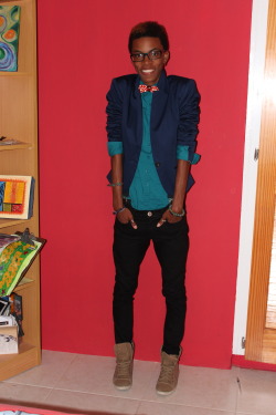 blackfashion:  Jacket: H&amp;M, Bow tie: Handmade, Accessories: Handmade @AdaezeLyrics, 23, Barbados http://daedreamsleepwalk.tumblr.com/  he&rsquo;s pretty cute