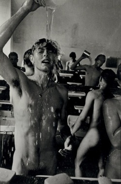 keepcalmandmasturbatetomyarchive:Michael Gerrard, Morning Shower, Salem School Germany, by Will McBride, circa 1962