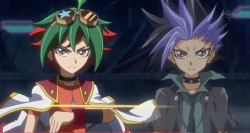 dapplemii:  Yugioh Arc V ep 102 was amazing! Ugh I loved the teamwork between these two so much!!!  Yuya’s card creating skills looking good too! Its kinda like he fused their two dragons.  And then, when they start really dueling together (well not