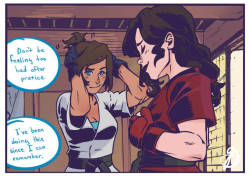 artsypencil:    Asami and Korra Sparring     Asami doesn’t get as much cred as a martial artist as she deserves. So her showing off her skills to her beloved Korra in a comic made me quite giddy :)     As much as i love making these comics, doing it