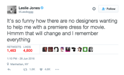 dopenmind:  this-is-life-actually:  Christian Siriano designed Leslie Jones a stunning dress for her ‘Ghostbusters’ premiere Last month, Leslie Jones tweeted that many designers were unwilling to make her a dress for the premiere of Ghostbusters.