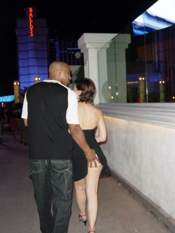 wifedoesblack:  love the public grope and no panties. real life friday night.