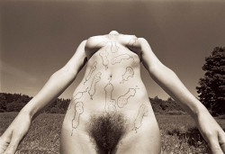 vivipiuomeno:  Nude with Squirting Penis Drawings, Rochester, New York, 1969 by Les Krimes ph.  Les Krims