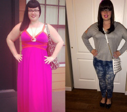 emilieaudrey:  lindsaybum82:  emilieaudrey:  January 2013 (left) to January 2014 (right) I feel FANTASTIC!  I’ve lost more than 40 pounds in just 5 months.  Last year I battled a little with depression due to an overwhelming amount of terrible things