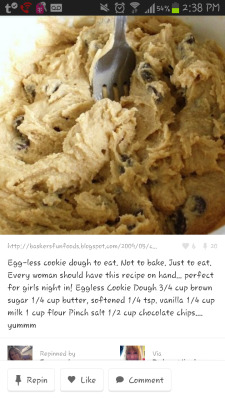revedas:  babynatxo:  dandelionpunx:  Whoever wants to eat cookie dough and not get salmonella. Here ya go!  omg  Every woman? EVERY PERSON ON EARTH, MARS, OR WHEREVER THE HELL YOU ARE SHOULD HAVE THIS RECIPE. 