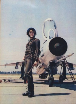 arrogant-bastard-american:  bbaz28:  arrogant-bastard-american:  A lady of the Yugoslavian Air Force poses beside her (feel free to correct me if I fuck this up) Sukhoi Su-17.  Looks like a mig-21 but can’t get a gr8 look at the wings  I thought it