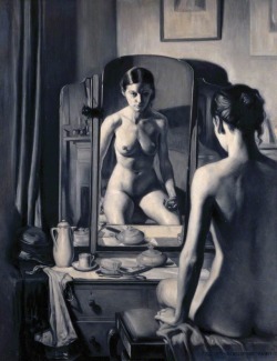 dappledwithshadow:Nude in the MirrorGerald Leslie Brockhurst - 1935 Royal Academy of Arts - London (England)	Painting - oil on canvas 