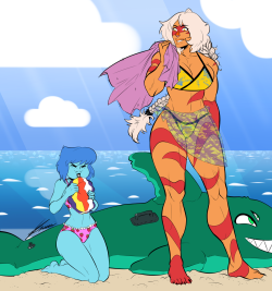 This took me too long &lt;”D  #JaspisBombOct 3rd:Beach/sea fun!  Tbh I care too much about my Jaspis pics&hellip;.This wasn’t supposed to be colored but the bg looked empty lol
