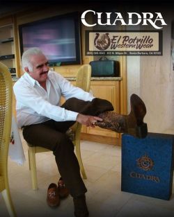 el-potrillo-western-wear:  He doesn’t need introduction! He wears Mexico’s Finest Cowboy Boots; Cuadra. #vicentefernández #cowboyboots #handcrafted #madeinmexico #leonguanajuato #leather #botas #cuadra #botascuadra #cuadraboots #rancheras #jalisco