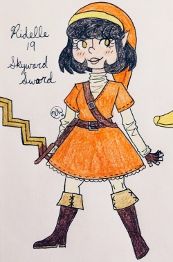 skeletonschoolgirl:  Skyward Sword OC/Self insert??? She’s just a gal with a lightning sword who fell to the surface one day and made friends with Kikwis.