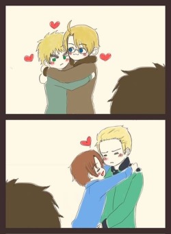 bunnies-are-fluffy-and-cute:  Oh Romano we all know that you love Spain ^^ by ask America and England on Facebook ^^