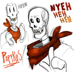 creamedgravy:  Fanged Papyrus, because why study when I can draw this cutiepie 