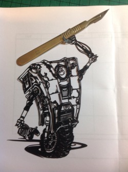daegfireart:  WIP Claptrap 5/2015 Claptrap stole my knife!  I want to do more robots now, but which to pick …. Marvin perhaps?